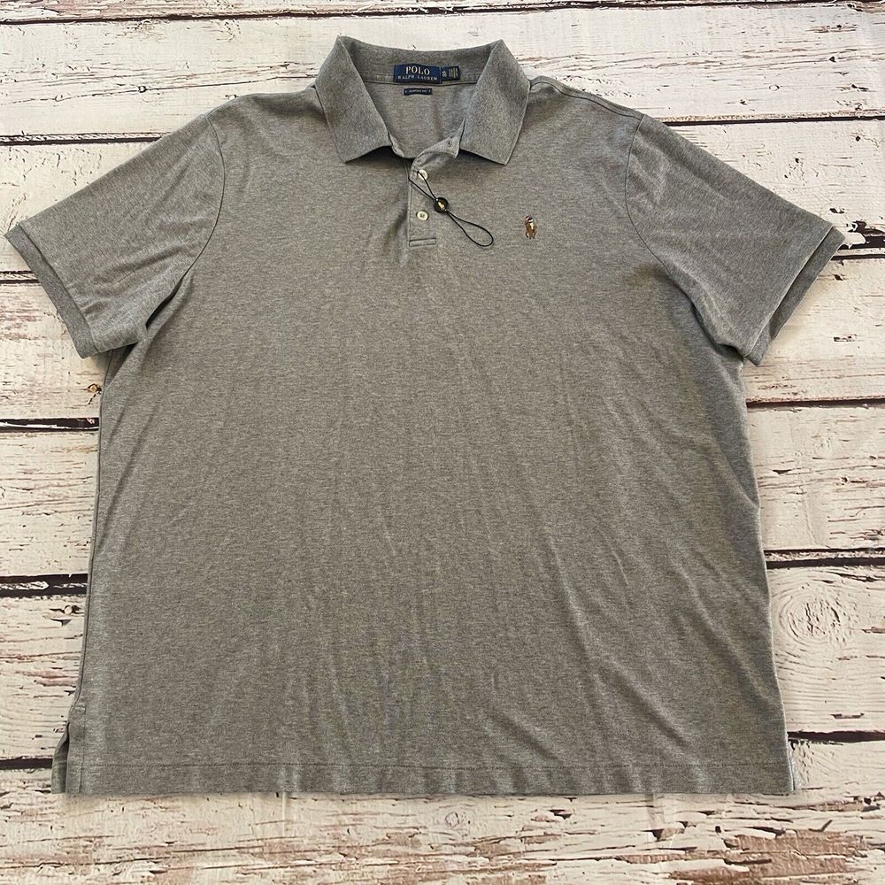 Polo Ralph Lauren Colored Pony Mens Polo Shirt Gray Size XL Classic